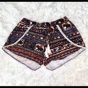 Aztec Print PomPom Shorts